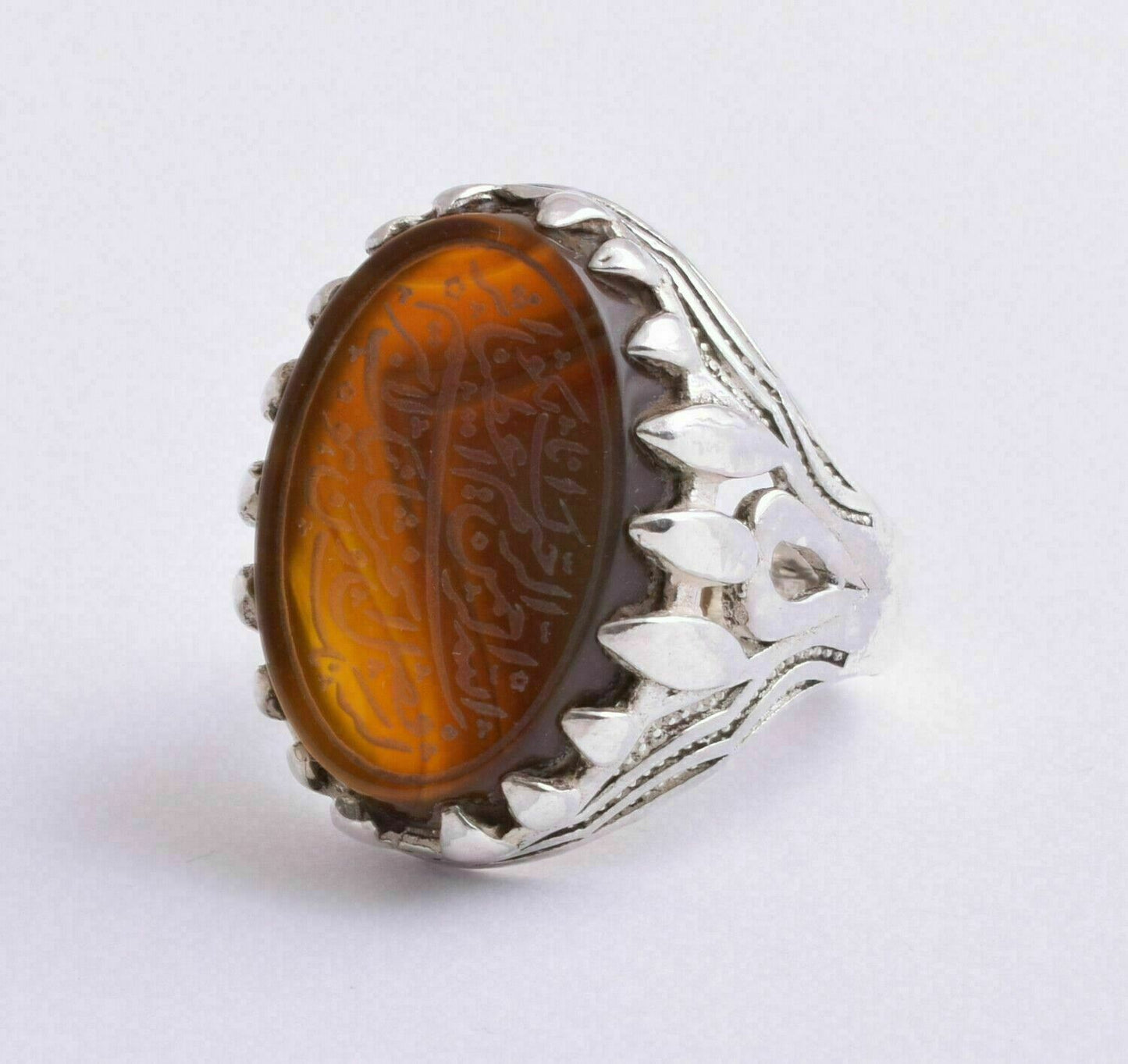 Agate aqeeq aqiq 925 Silver Men Ring- Quran-Islamic yemen- yemeni