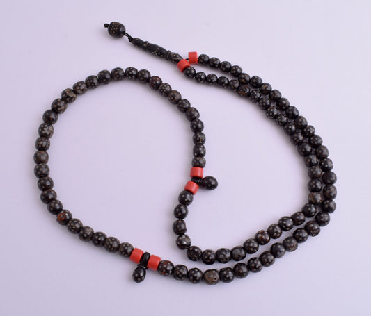 Antique black coral Makawy -Prayer beads-komboloi strand-70gram-يسر مكاوي قديم