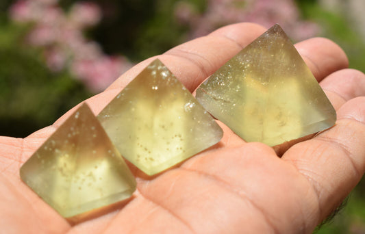 3 Libyan Desert Glass Pyramids-277 ct-Meteorite Tektite-asteroid impact