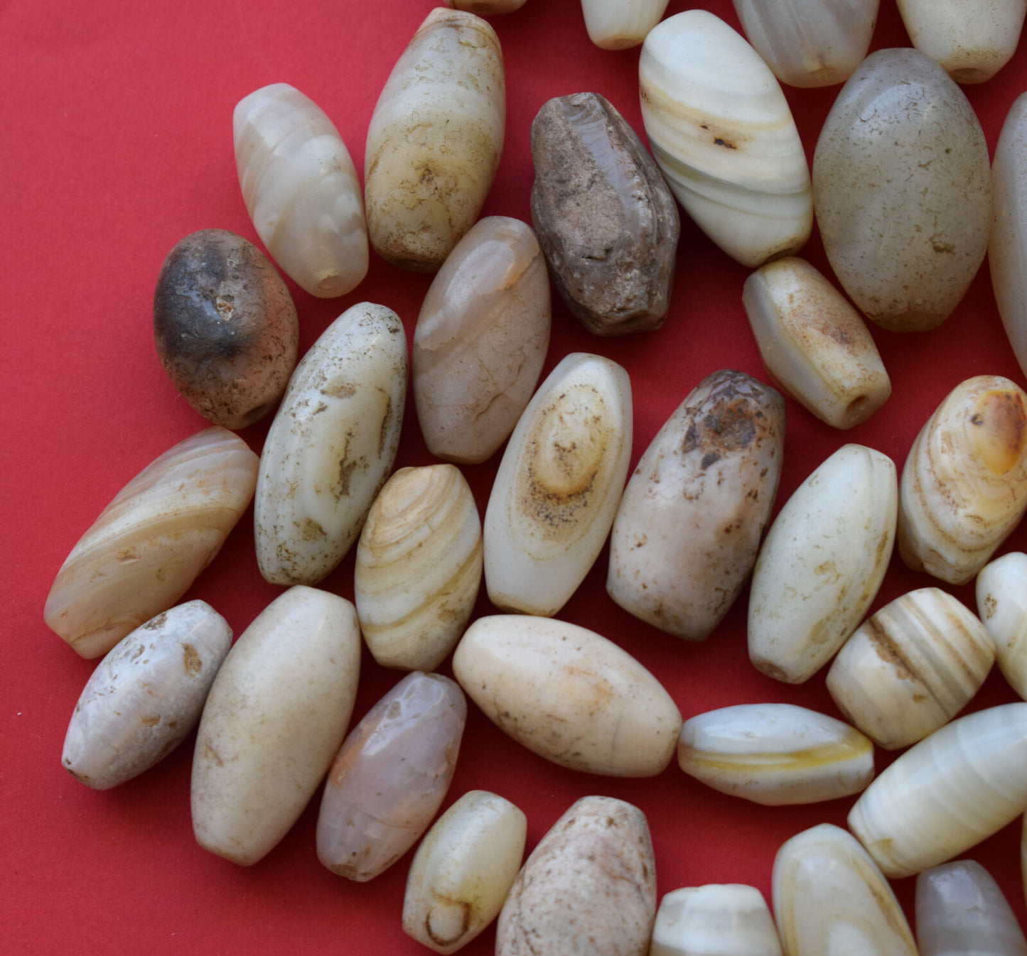 51 Antique ancient banded agate Carnelian beads-middle eastern-400 grams