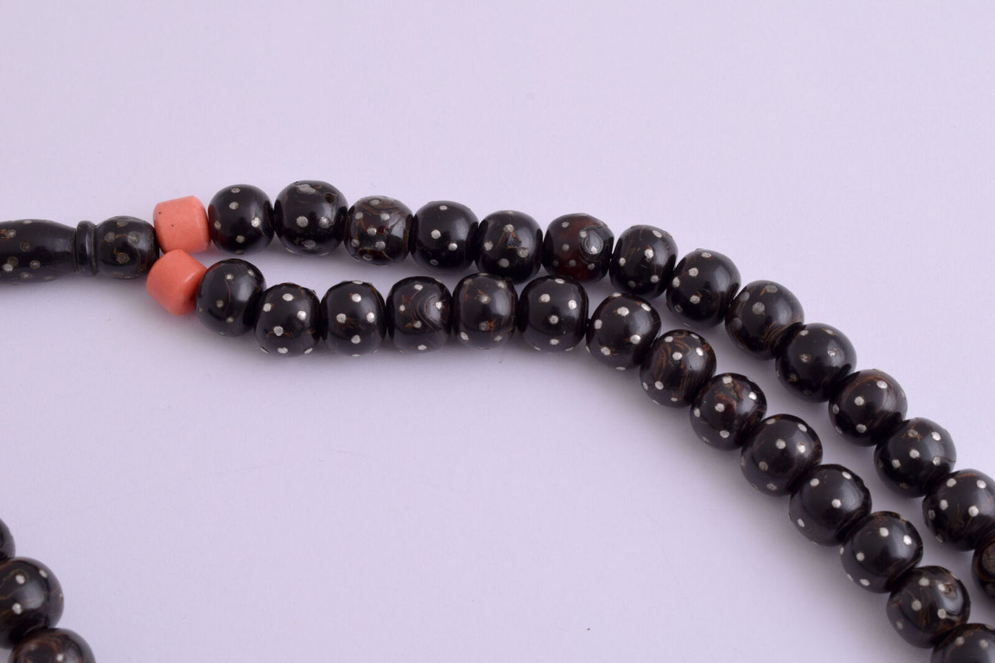 Antique black coral Yusr prayer beads-makawy Hejaz -106gr-يسر مكاوي قديم