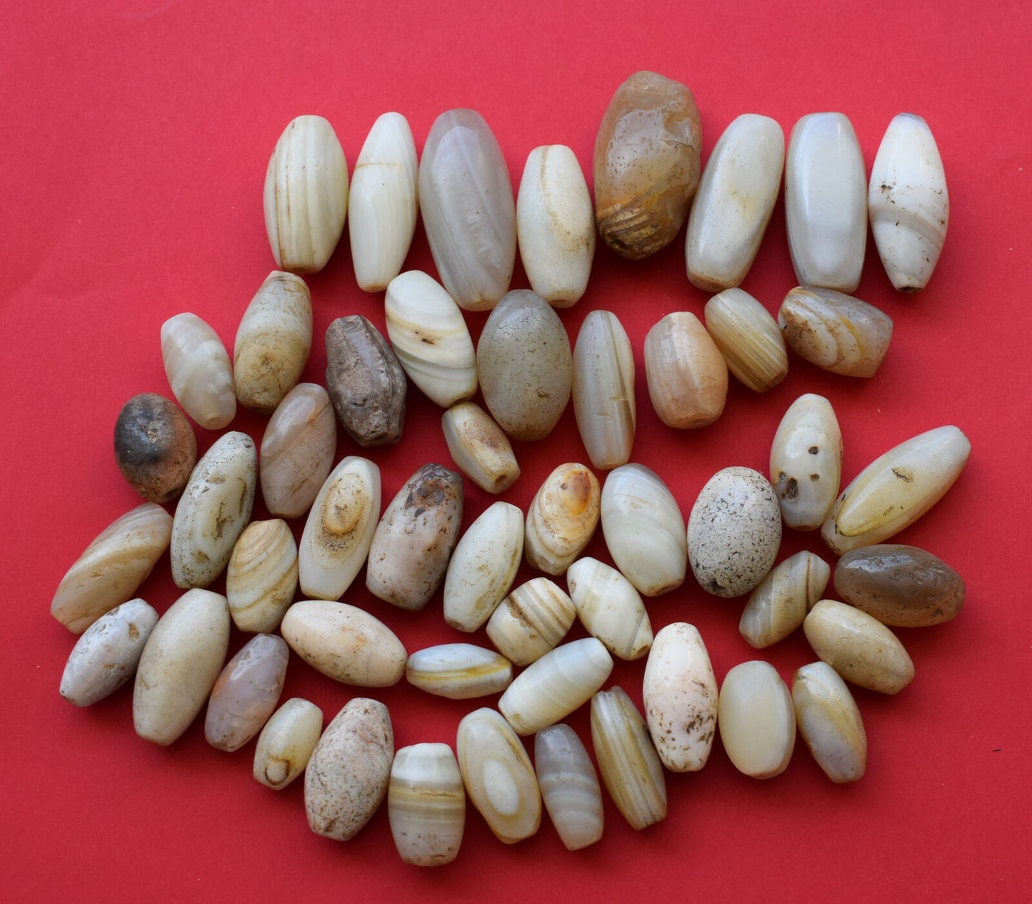 51 Antique ancient banded agate Carnelian beads-middle eastern-400 grams