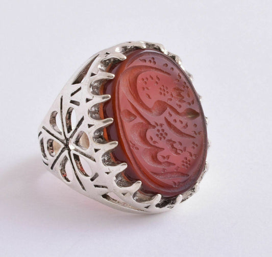 Islamic yemen- yemeni-agate aqeeq aqiq 925 Silver Men Ring- Quran-middle eastern