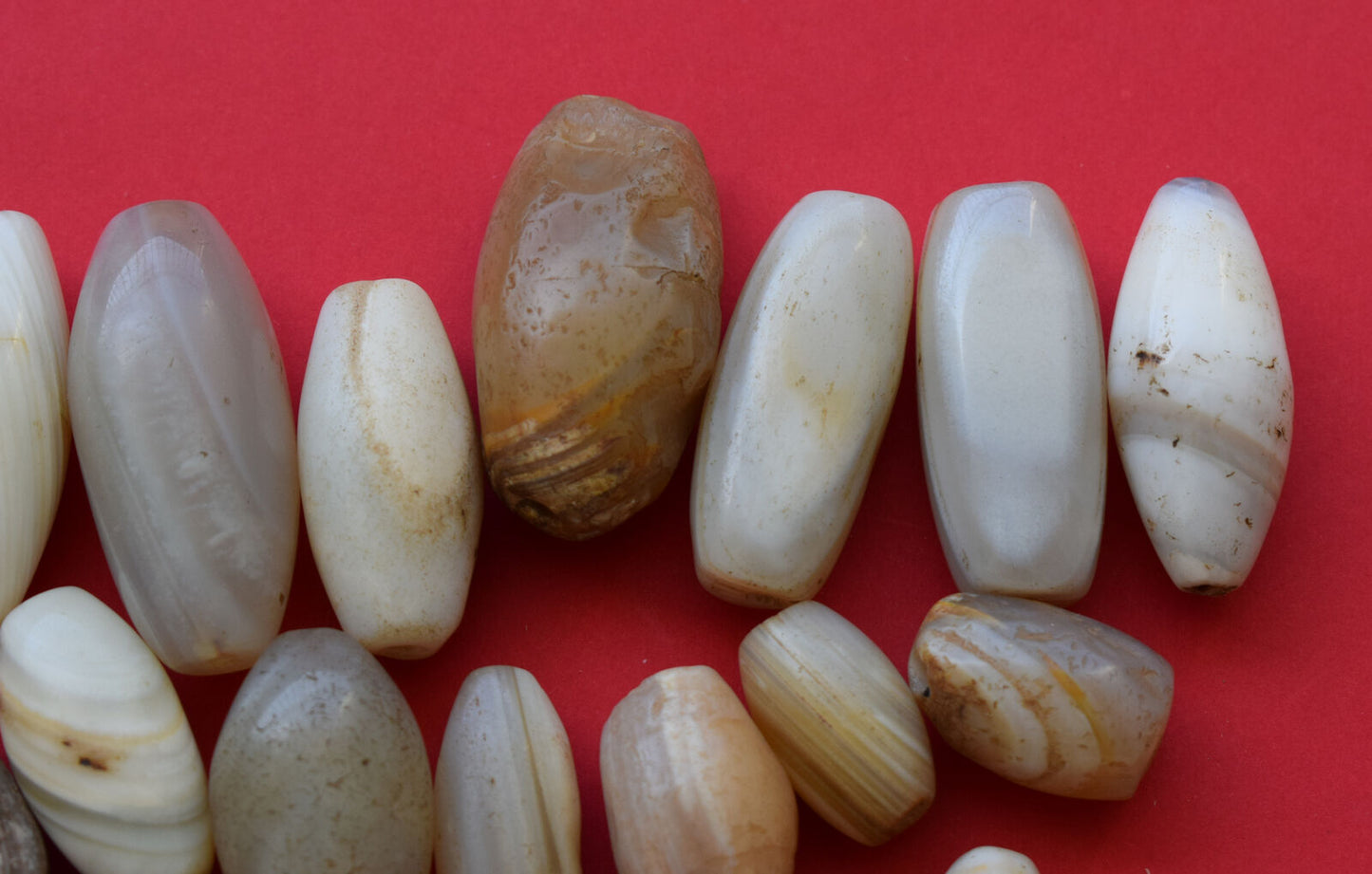 51 Antique ancient banded agate Carnelian beads-middle eastern-400 grams