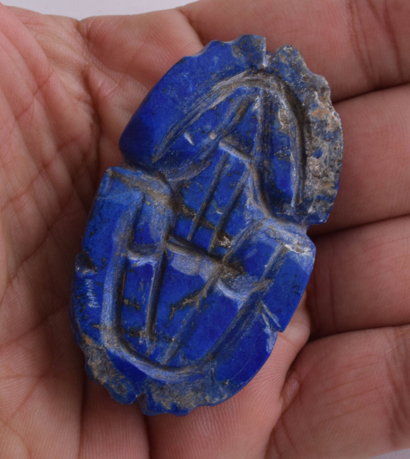 Egyptian Scarab-Carved Egyptian Lapis Lazuli Scarab- 2.5" /  87 gram