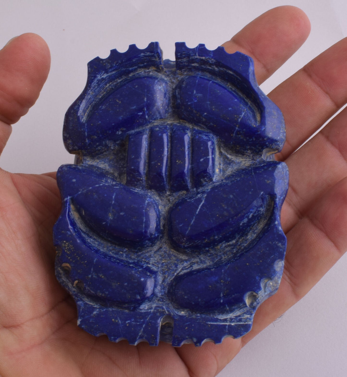 Egyptian Scarab-Carved Egyptian Lapis Lazuli Scarab- 3.6" /  343 gram