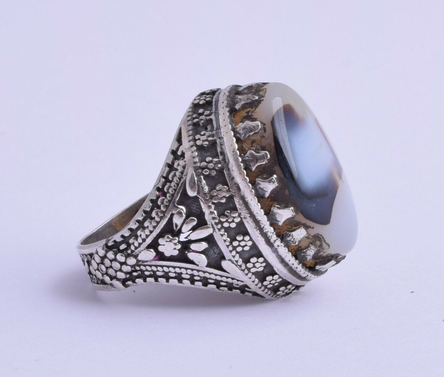 Yemen agate Silver Ring/ Yemeni akik aqeeq silver Men Ring-Middle Eastern