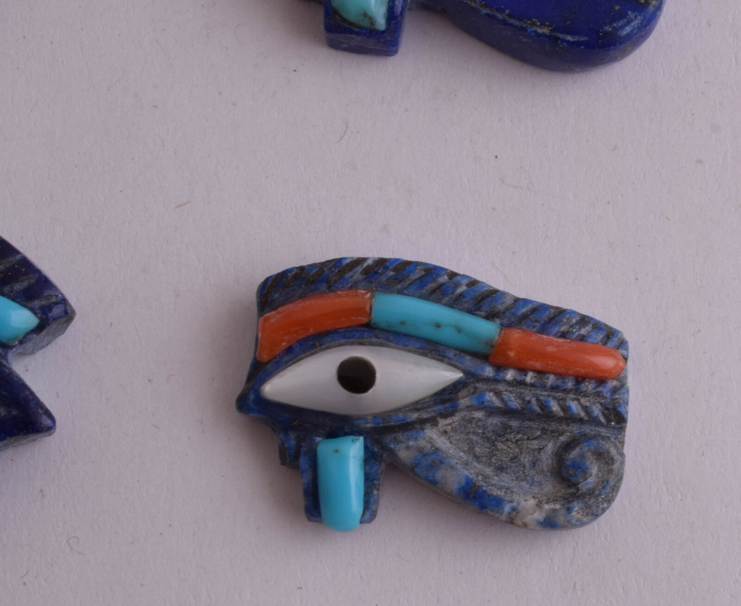 6 Egyptian Eye of Horus-Hand Carved blue Lapis Lazuli-Protective-LOT