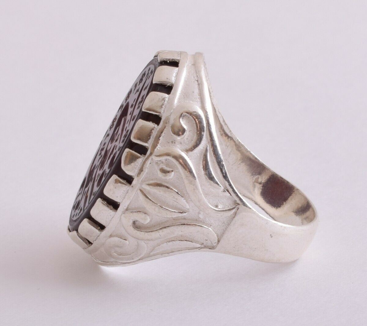 Islamic Silver Yemen agate hand engraved aqeeq aqiq akik Men Ring