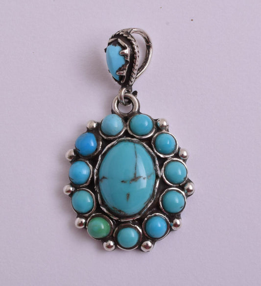 Egyptian Ethnic Gypsy middle eastern Bedouin Turquoise-silver Pendant