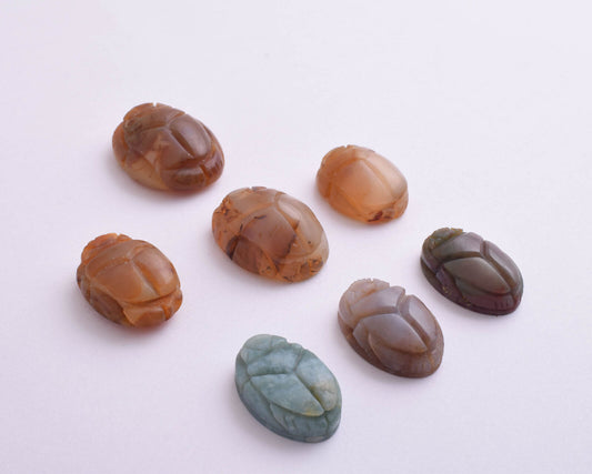 7 Egyptian Scarab-Hand Carved Egyptian Agate Scarab-Revival stone amulet