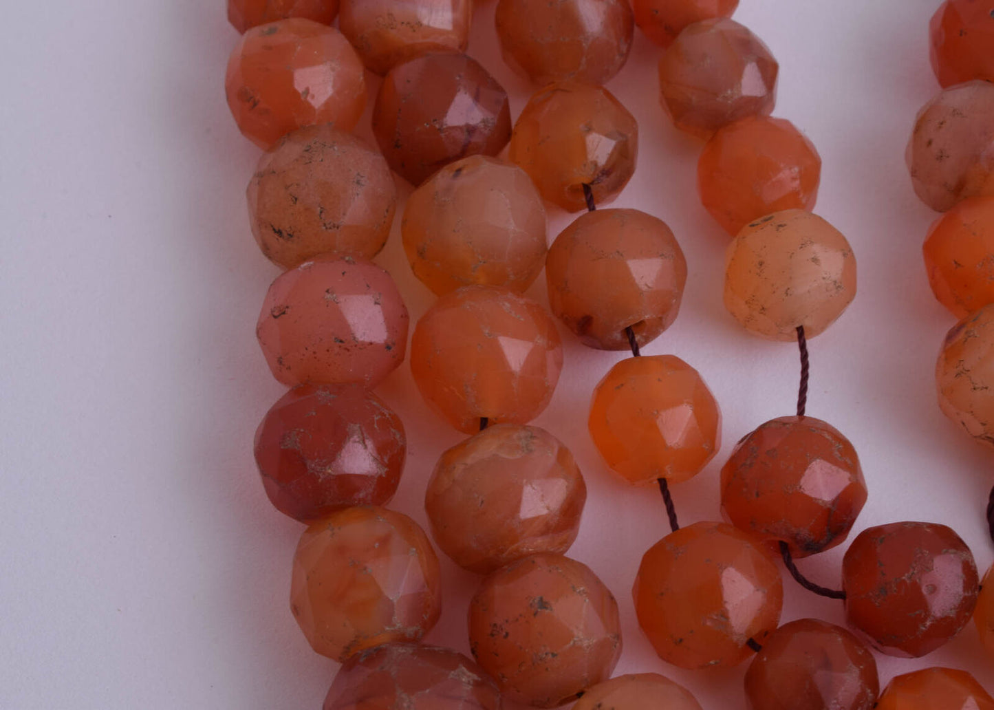 2 Antique Carnelian faceted Agate beads Necklace-middle eastern-190 gram