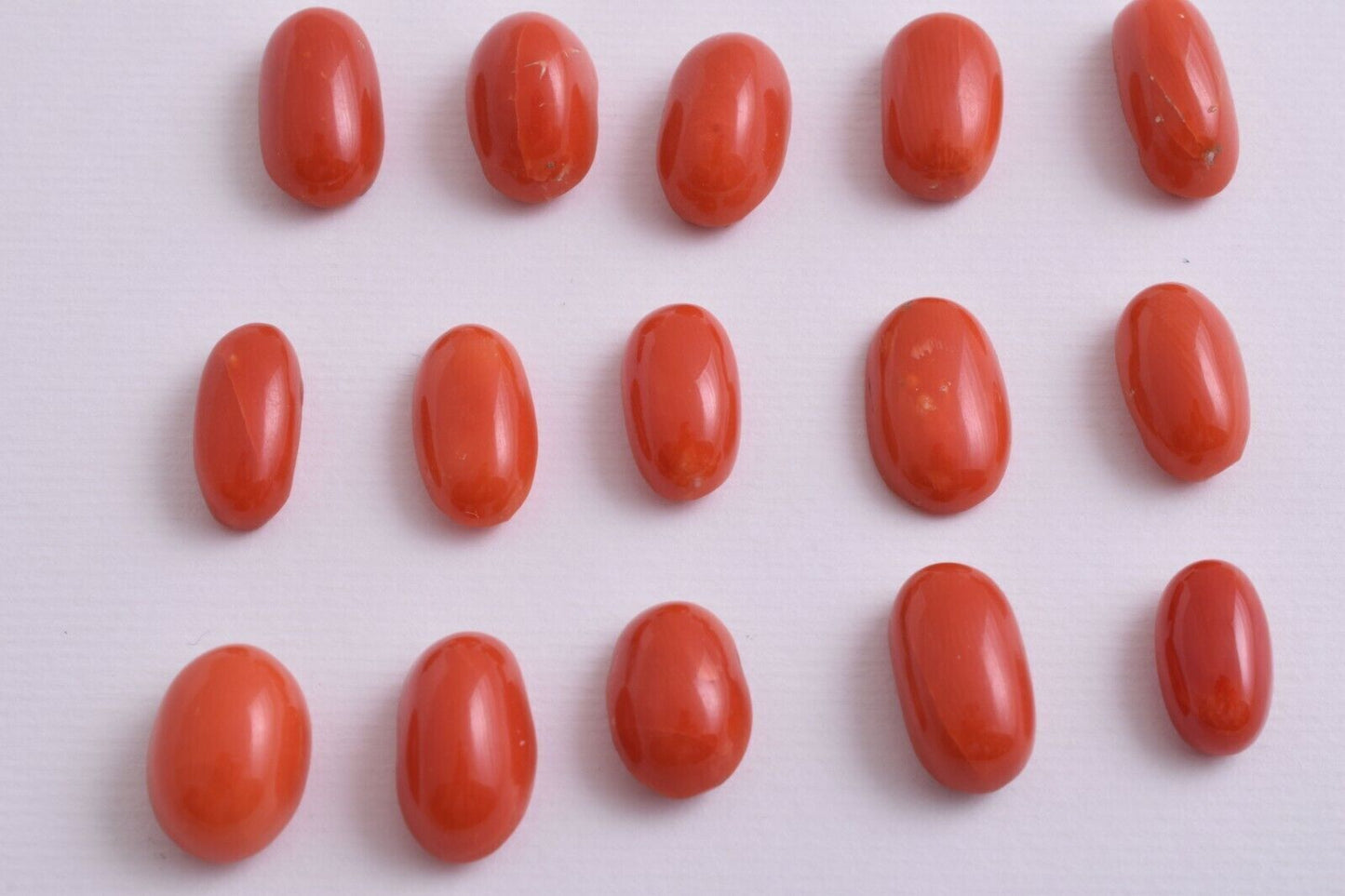 Natural Red Coral Cabochon Cab-15Pcs untreated Mediterranean Red Coral-53 Carats