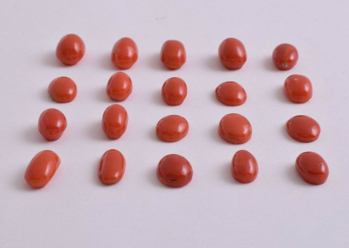 Natural Red Coral Cabochon Cab-20 Pcs untreated Italian Red Coral Gem-47 Carats