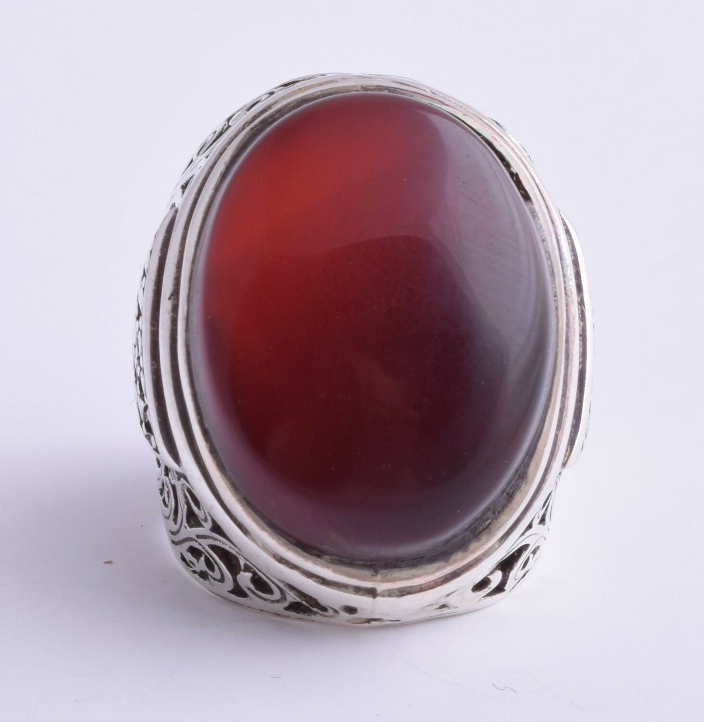 Yemeni Yemen kabdi agate aqeeq aqiq Silver Men Ring-Middle Eastern-عقيق كبدي-DHL