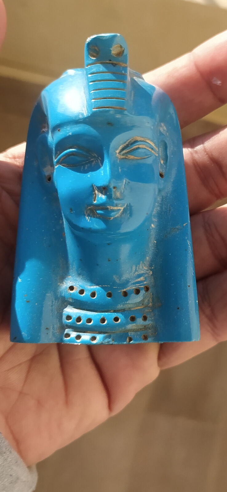 Vintage revival Egyptian Hand Carved ancient Pharaoh statue Bust-Sculpture