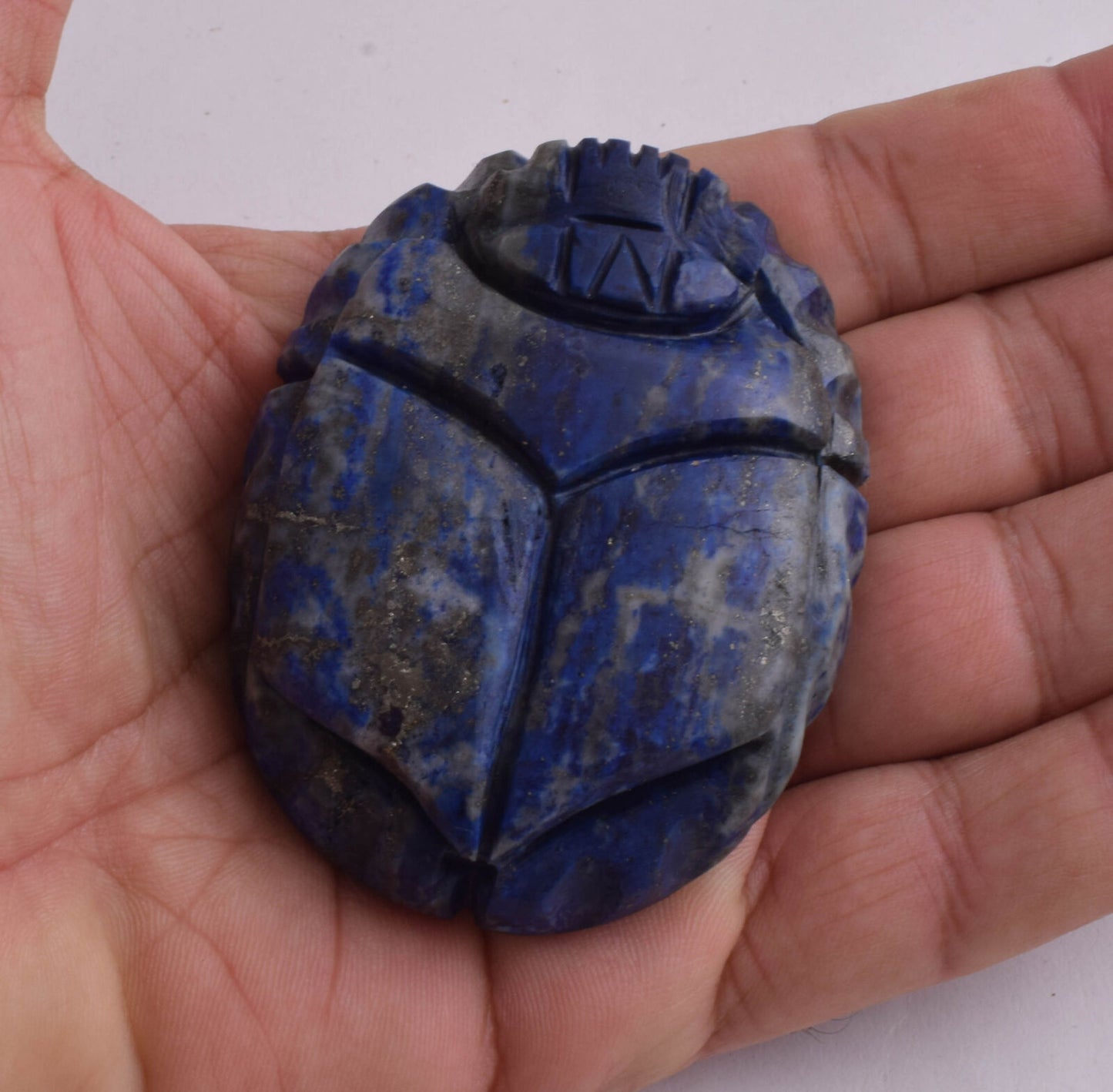 Egyptian Scarab-Carved Egyptian Lapis Lazuli Scarab- 3" /  160 gram