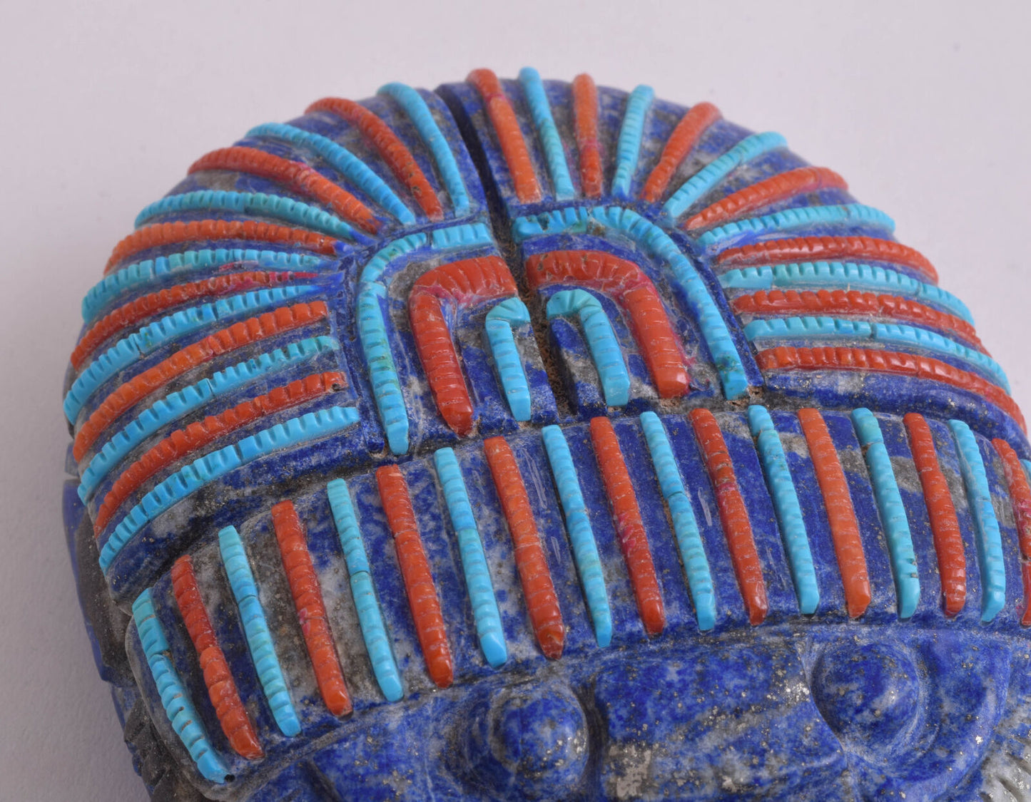 Lapis Lazuli Egyptian scarab,Turquoise, red coral, Horus Eye, 4.1" / 560 gram