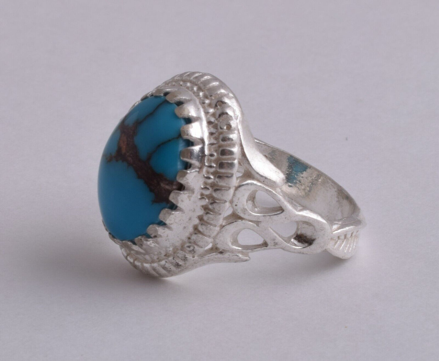 Egyptian Turquoise Sterling silver Men Ring-Middle Eastern-Spiderweb Turquoise