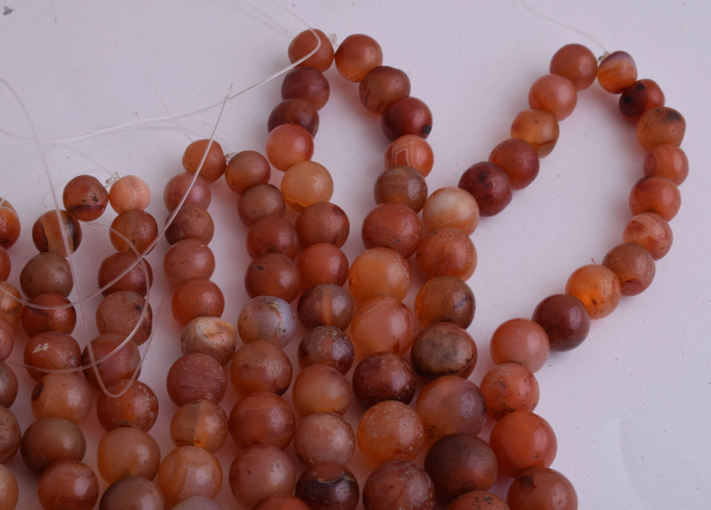 8 Antique old Carnelian round Agate beads Necklace-middle eastern