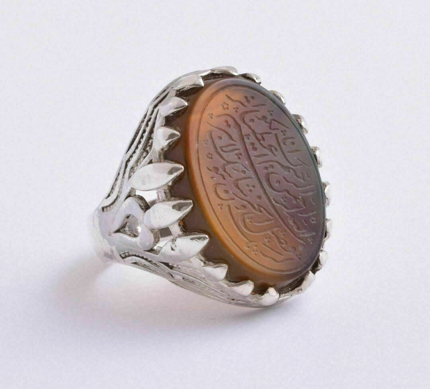 Agate aqeeq aqiq 925 Silver Men Ring- Quran-Islamic yemen- yemeni