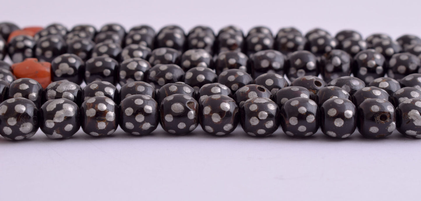 Antique black coral Makawy -Prayer beads-komboloi strand-90 gram-يسر مكاوي قديم