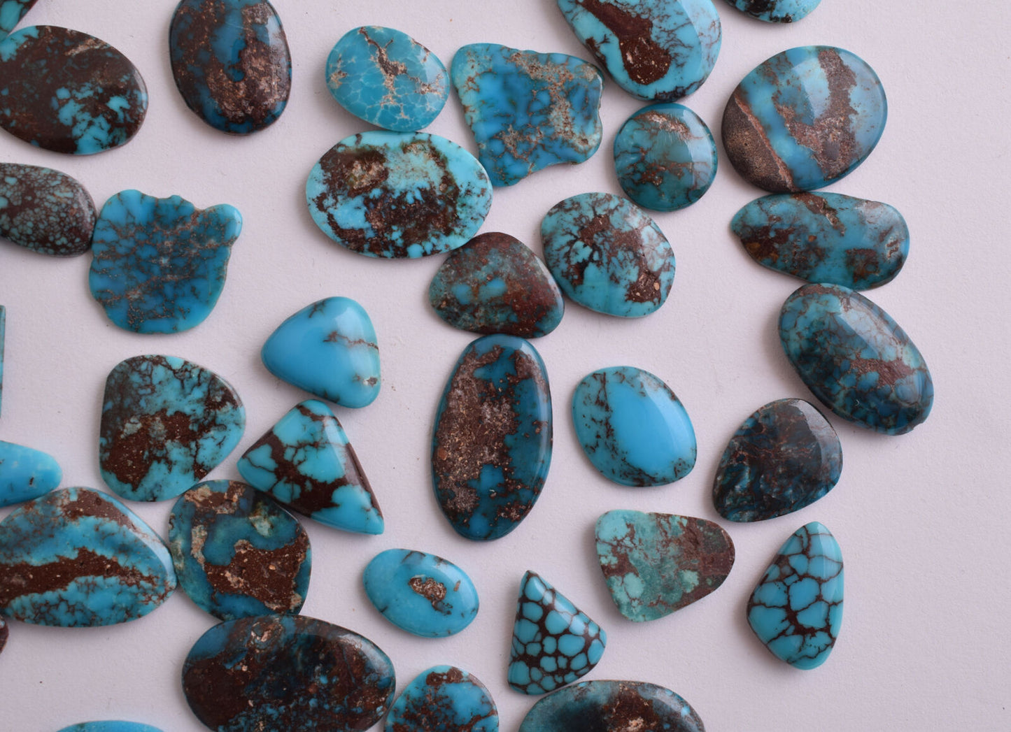 Egyptian Turquoise smoky Cabochon/+110 flat cab stone- 204 Grams-Lot