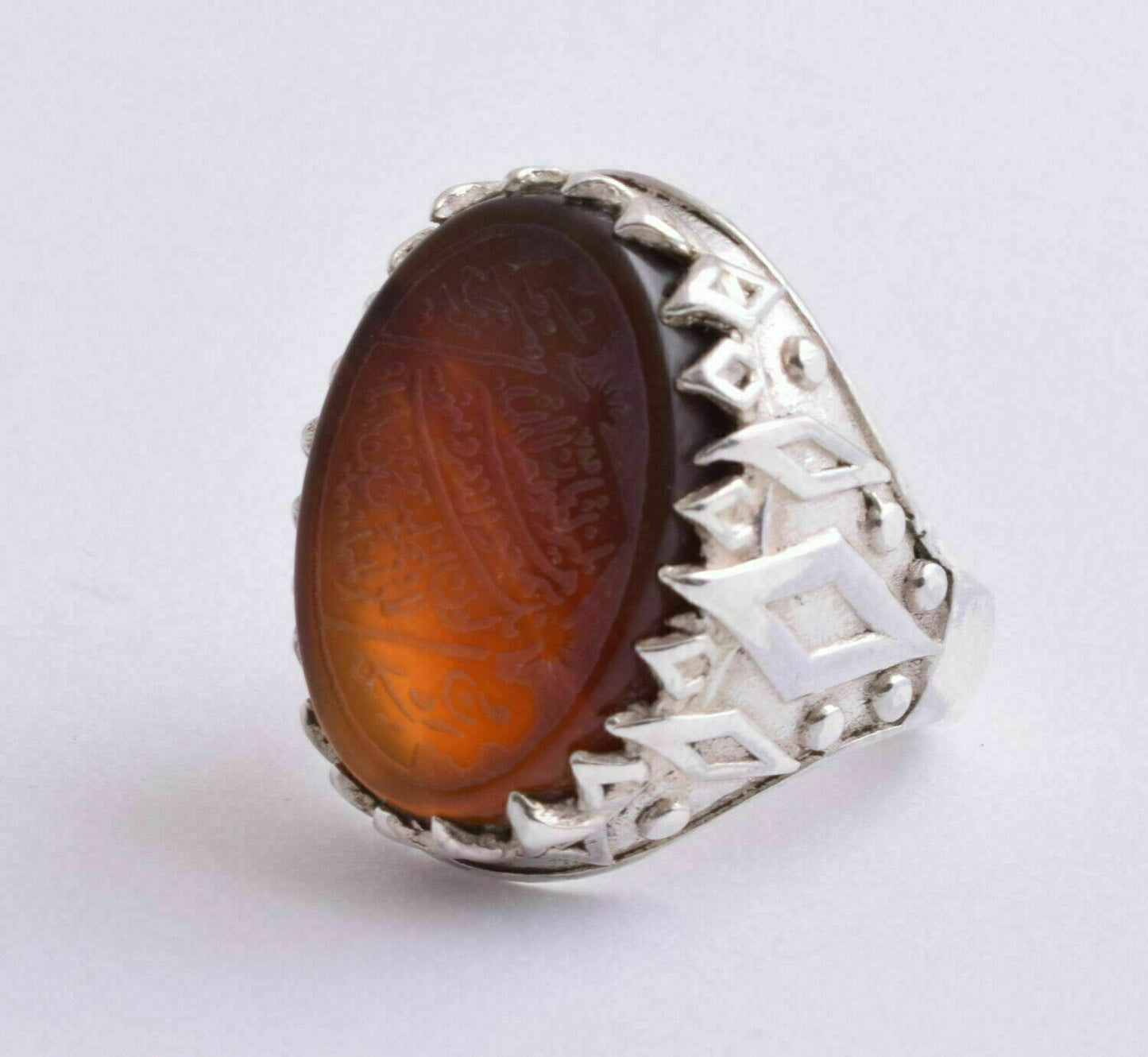 Agate aqeeq aqiq 925 Silver Men Ring- Quran-Islamic yemen- yemeni