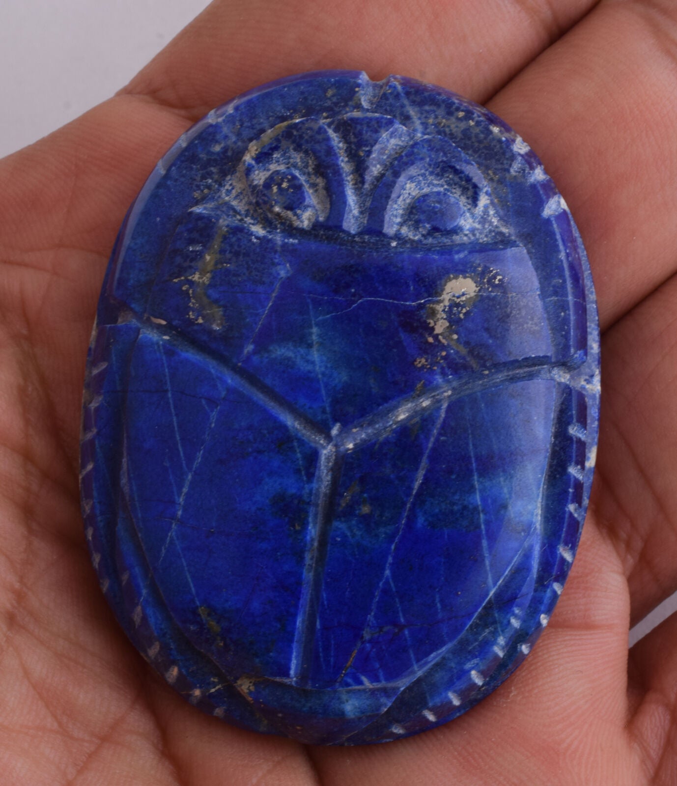 Egyptian Scarab-Carved Egyptian Lapis Lazuli Scarab- 2.2" /  58 gram