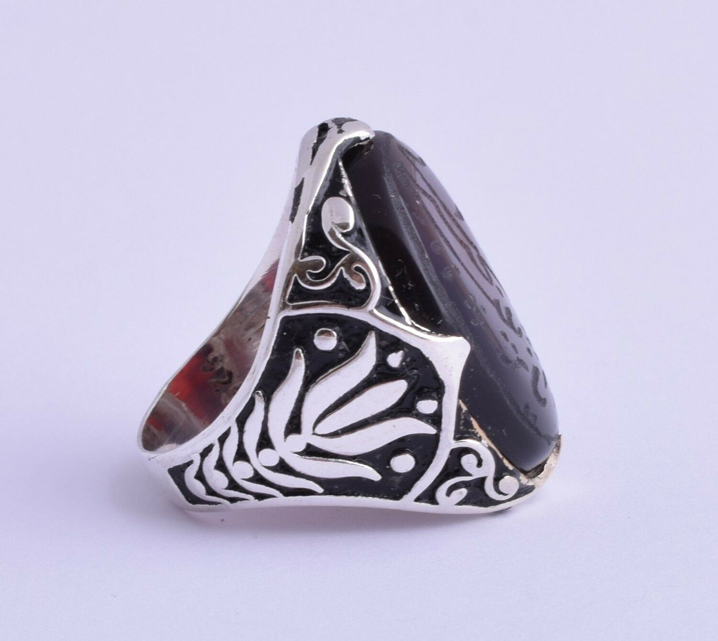 Yemeni Yemen kabdi Islamic agate aqeeq aqiq Silver Men Ring- عقيق كبدي-DHL