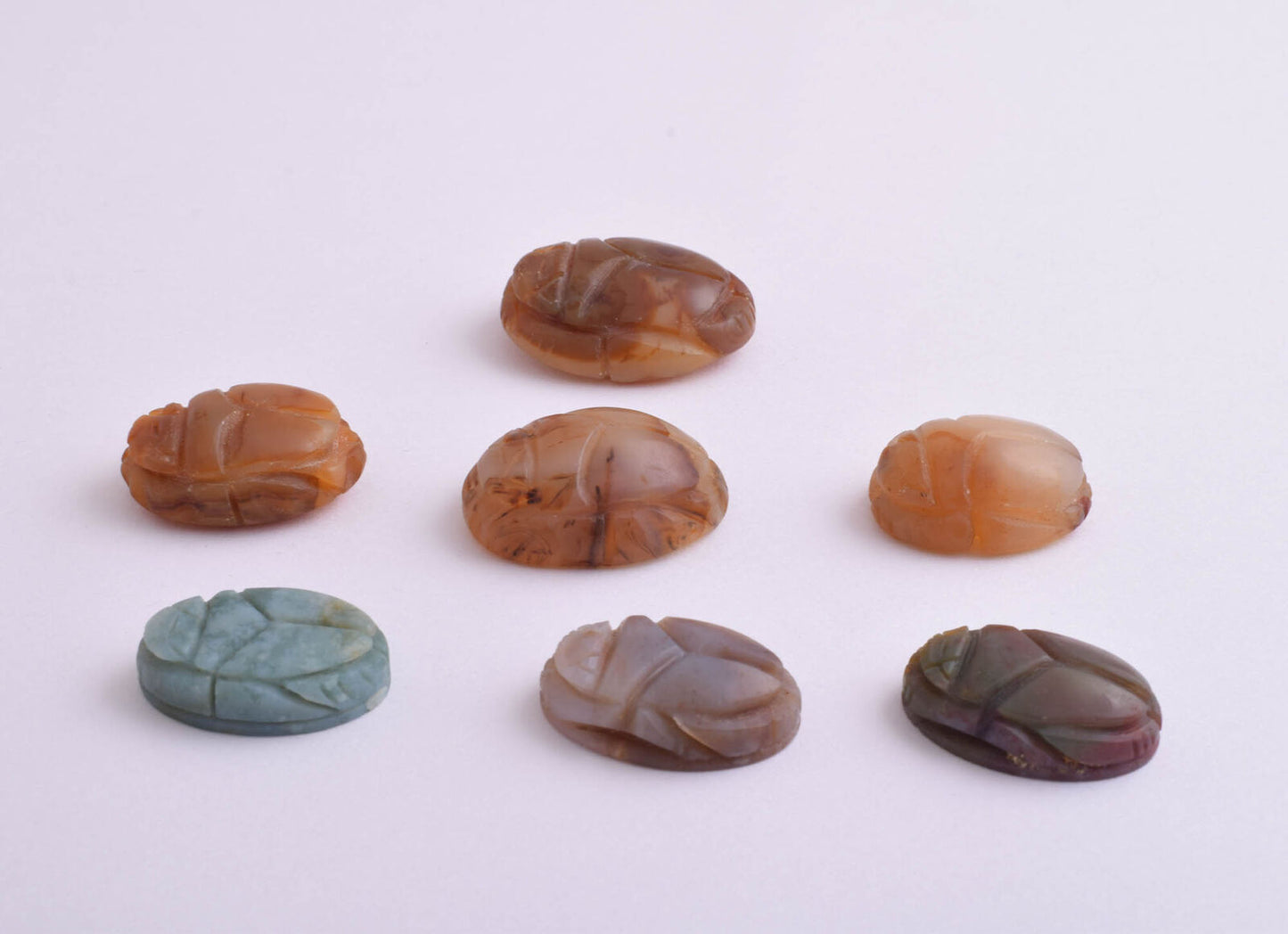 7 Egyptian Scarab-Hand Carved Egyptian Agate Scarab-Revival stone amulet