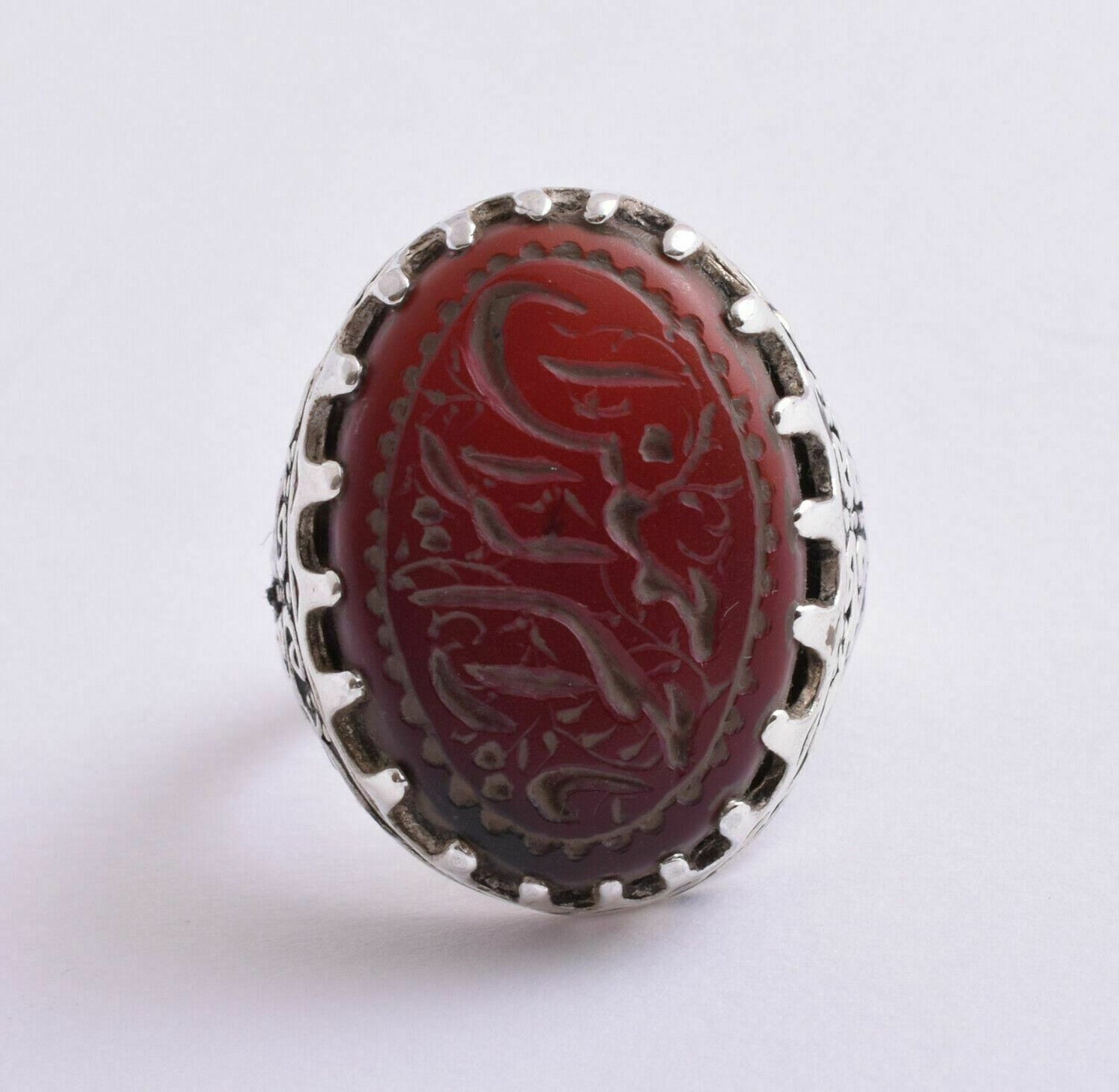 Islamic yemen- yemeni-kabdi agate aqeeq aqiq 925 Silver Men Ring- Quran