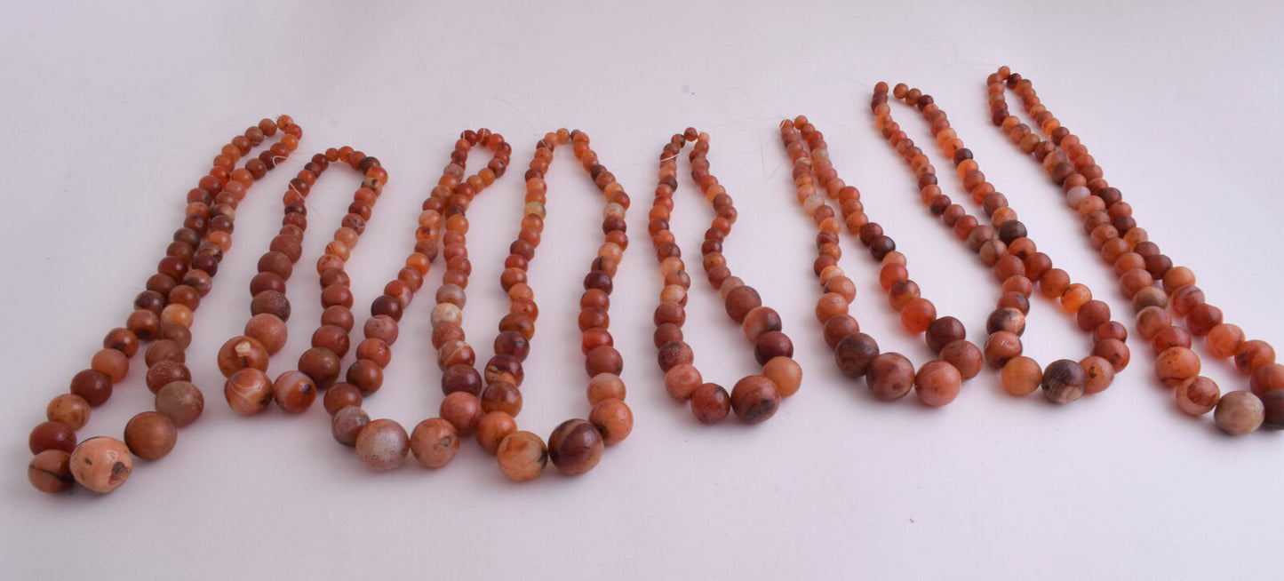 8 Antique old Carnelian round Agate beads Necklace-middle eastern