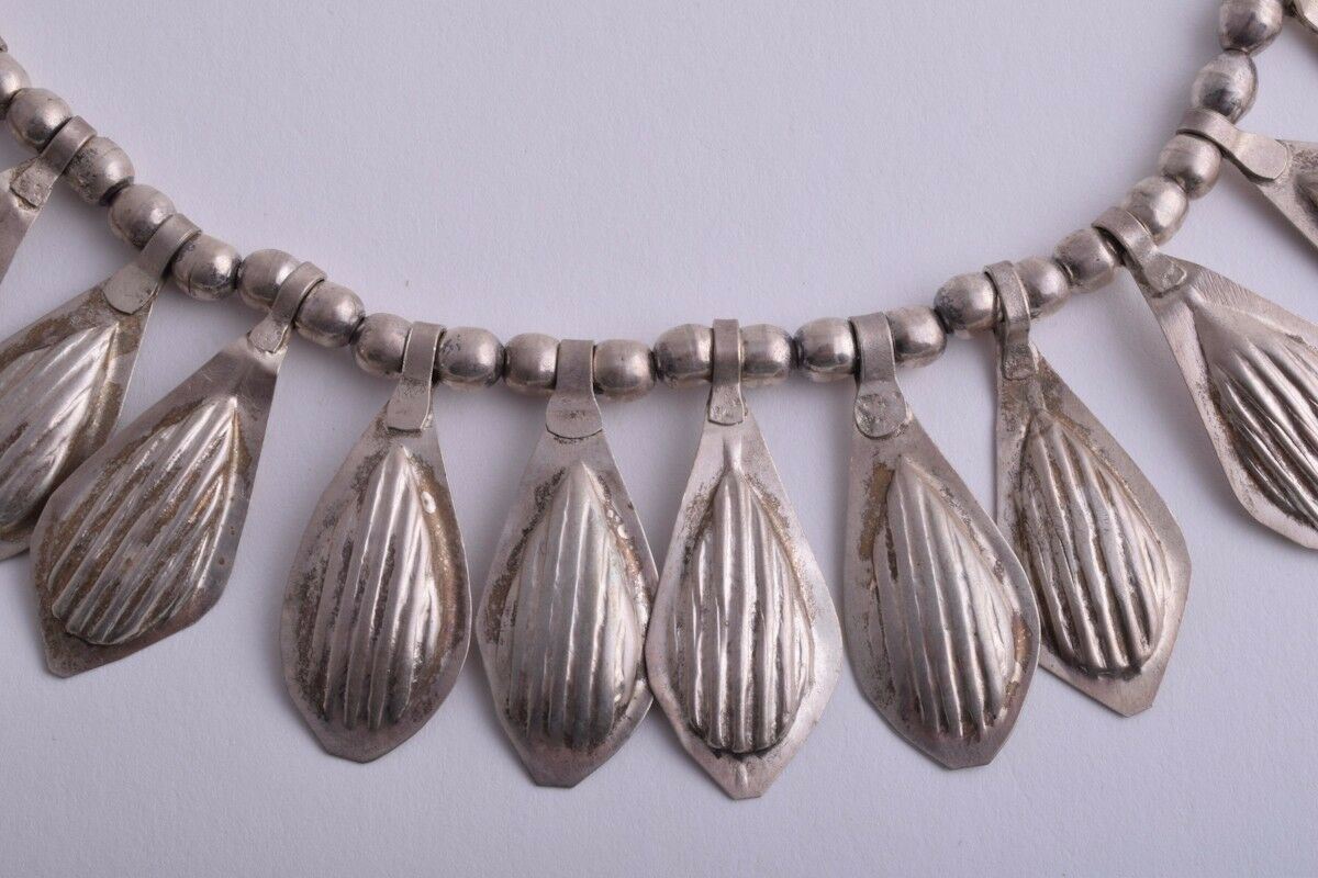 Handcrafted Ethnic Tribal sterling silver necklace choker