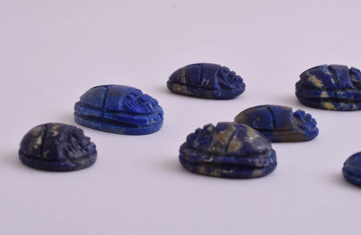 18 Egyptian Scarab-Hand Carved Egyptian lapis Lazuli Scarab-Revival stone