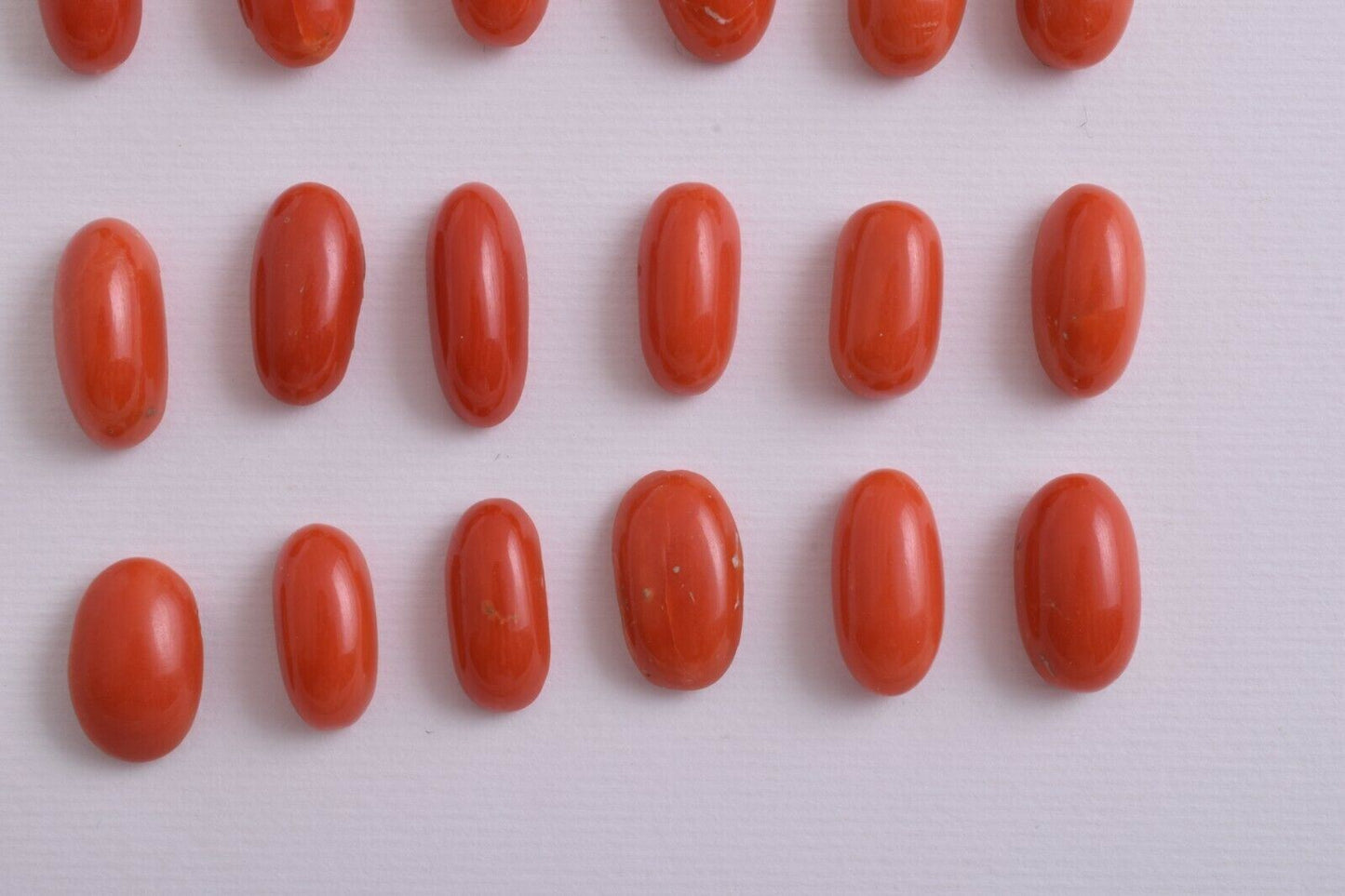 Natural Red Coral Cabochon Cab-24Pcs untreated Mediterranean Red Coral-96 Carats