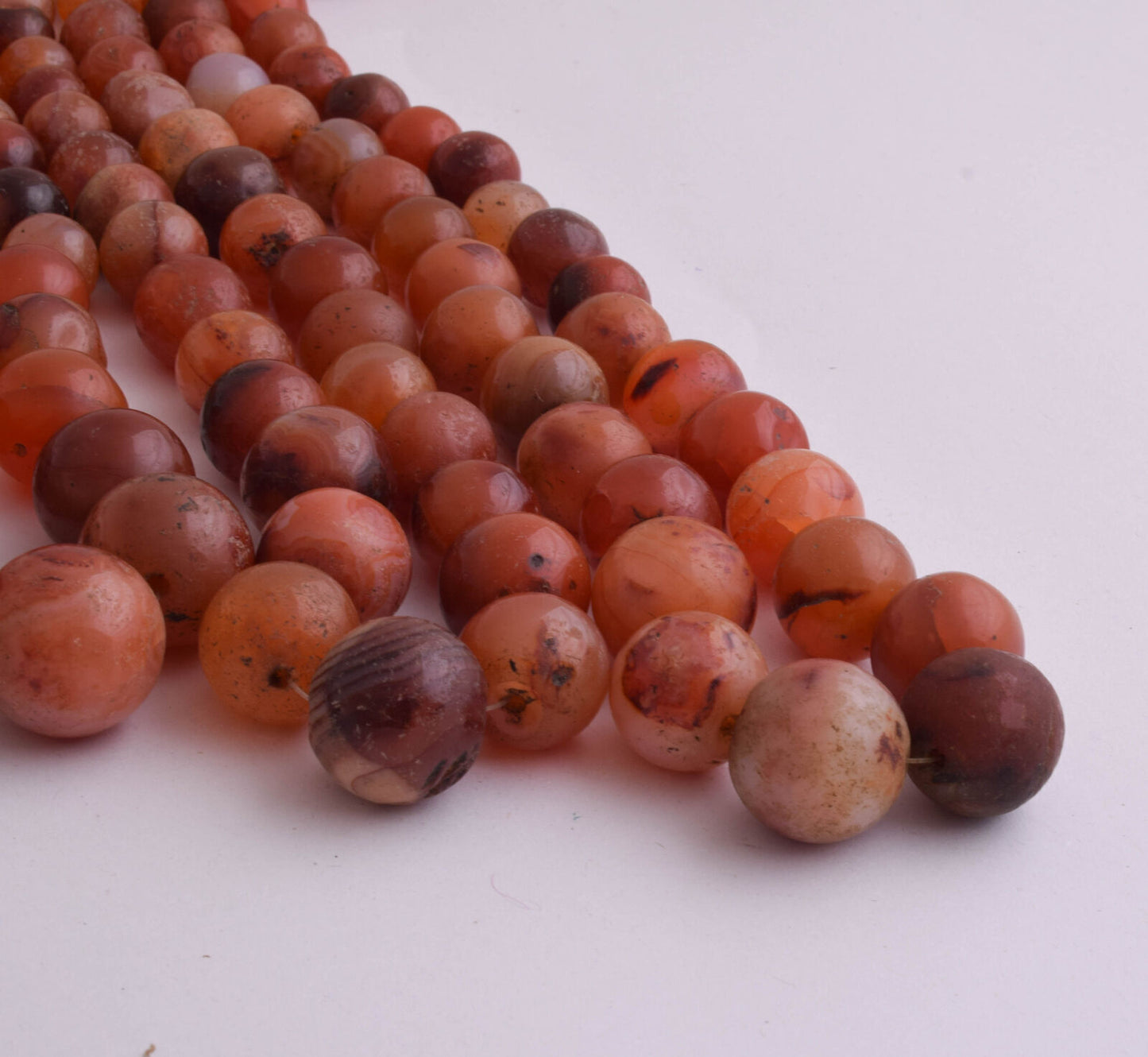 8 Antique old Carnelian round Agate beads Necklace-middle eastern