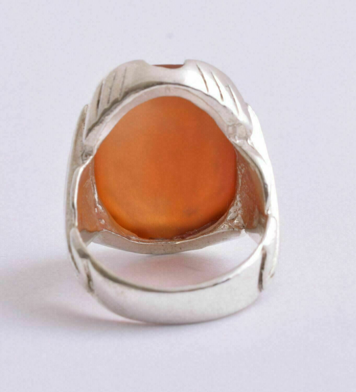 Agate aqeeq aqiq 925 Silver Men Ring- Quran-Islamic yemen- yemeni