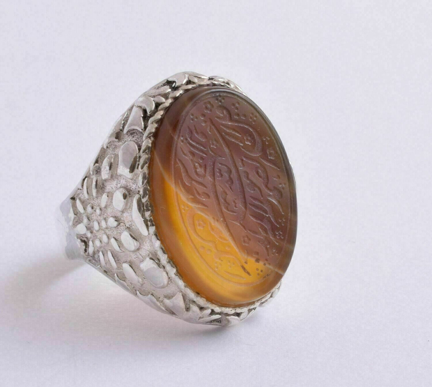 Agate aqeeq aqiq 925 Silver Men Ring- Quran-Islamic yemen- yemeni