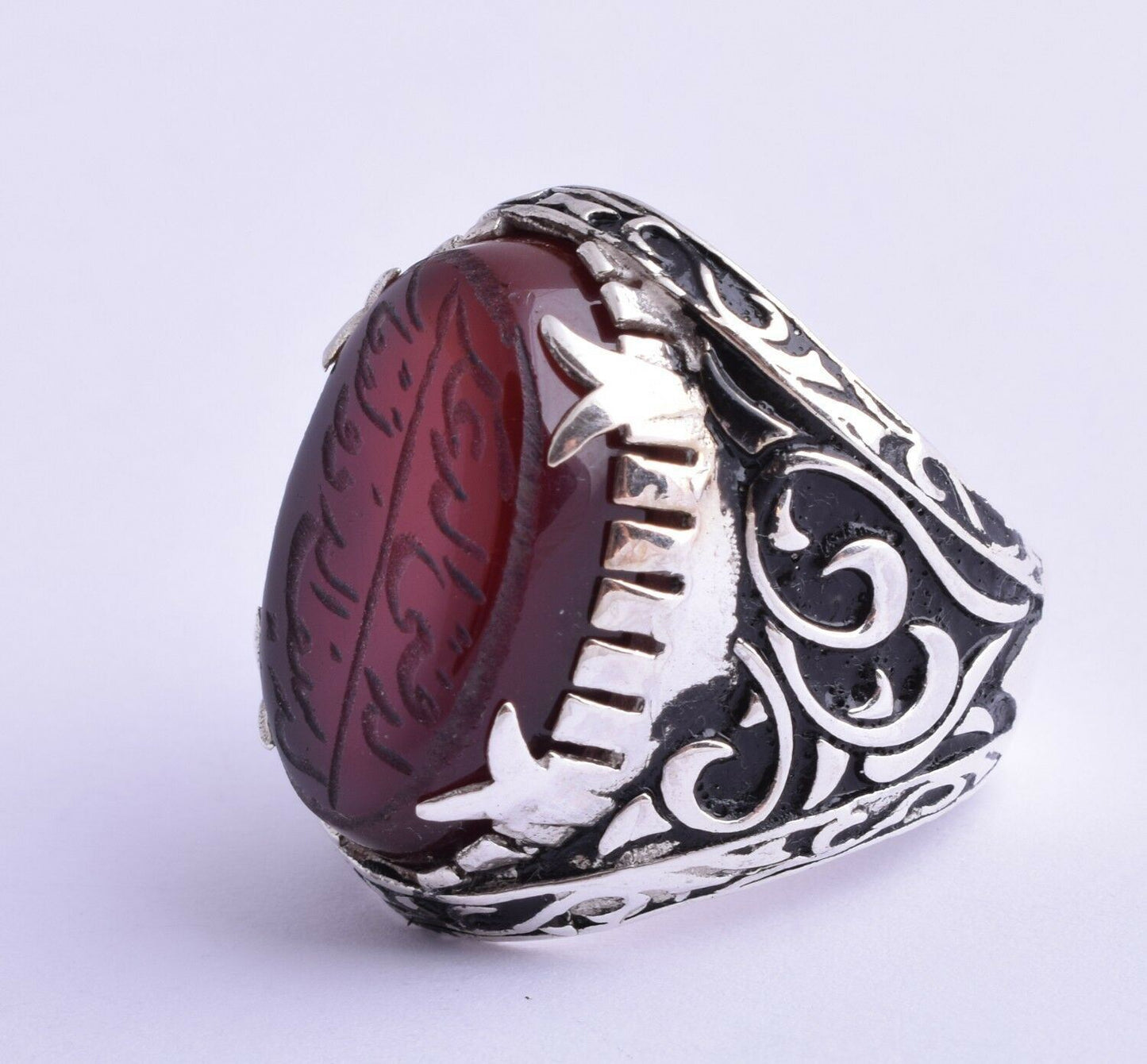 Yemeni Yemen kabdi Islamic agate aqeeq aqiq 925 Silver Men Ring- عقيق كبدي-DHL