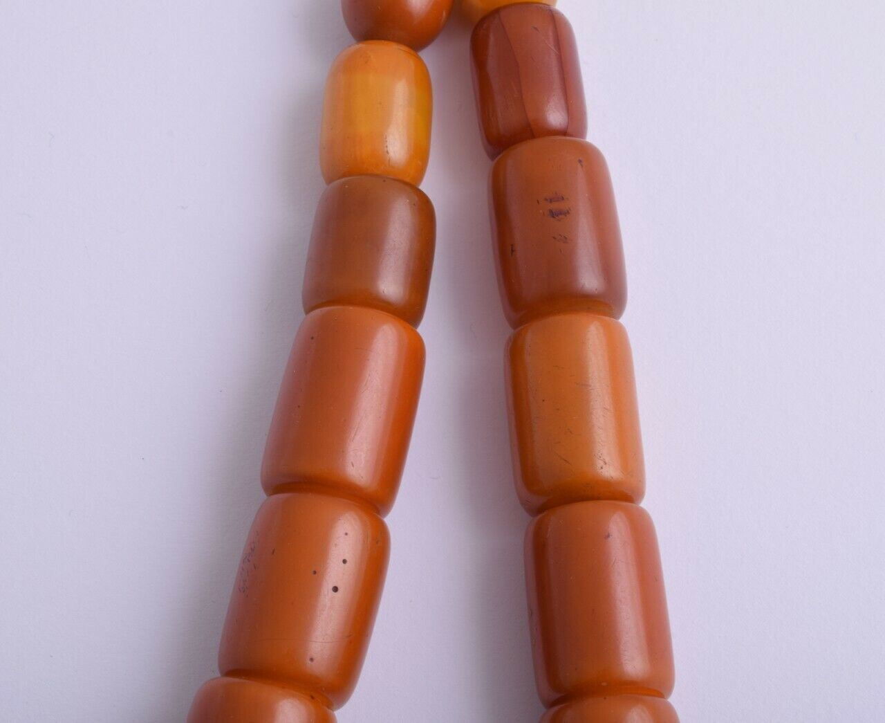 Antique German Misky Bakelite Amber /Trade Beads-Simulated Amber Strand Necklace