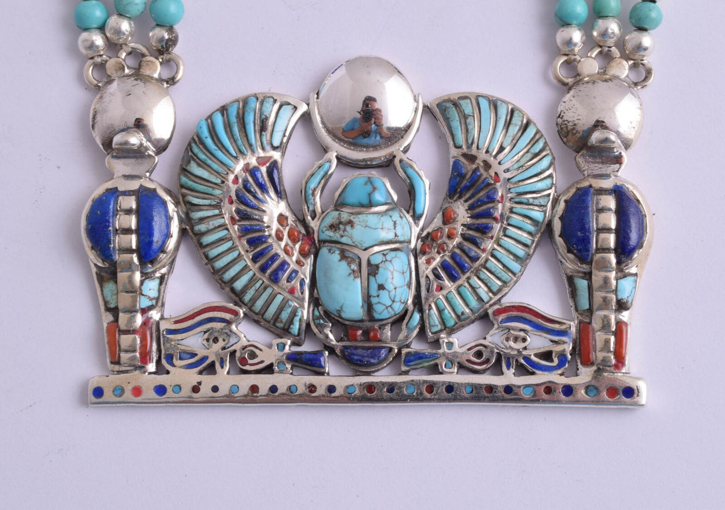 Winged Scarab Pendant of King Tut-Tutankhamun-Egyptian Silver Pendant Necklace