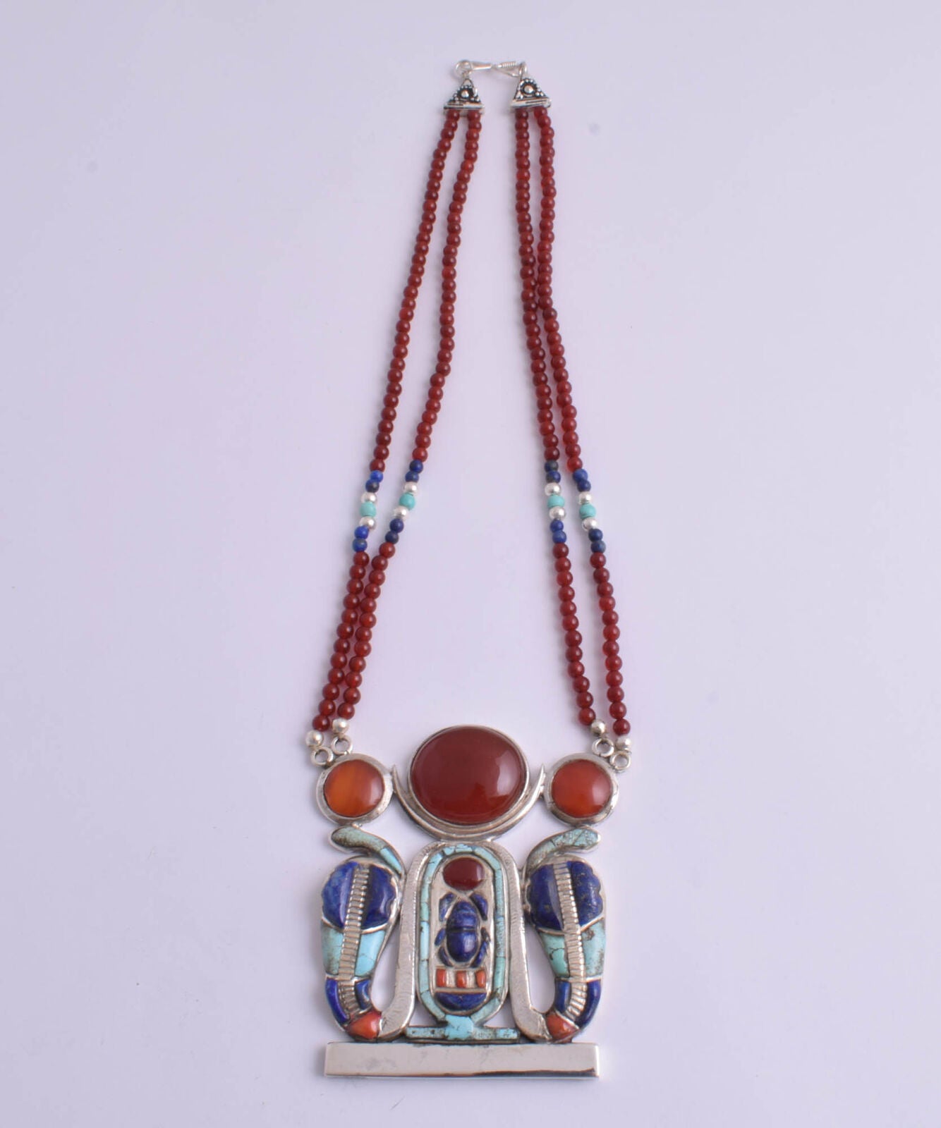 King Tut-Tutankhamun scarab necklace Silver Pendant, Turquoise, lapis-Egypt