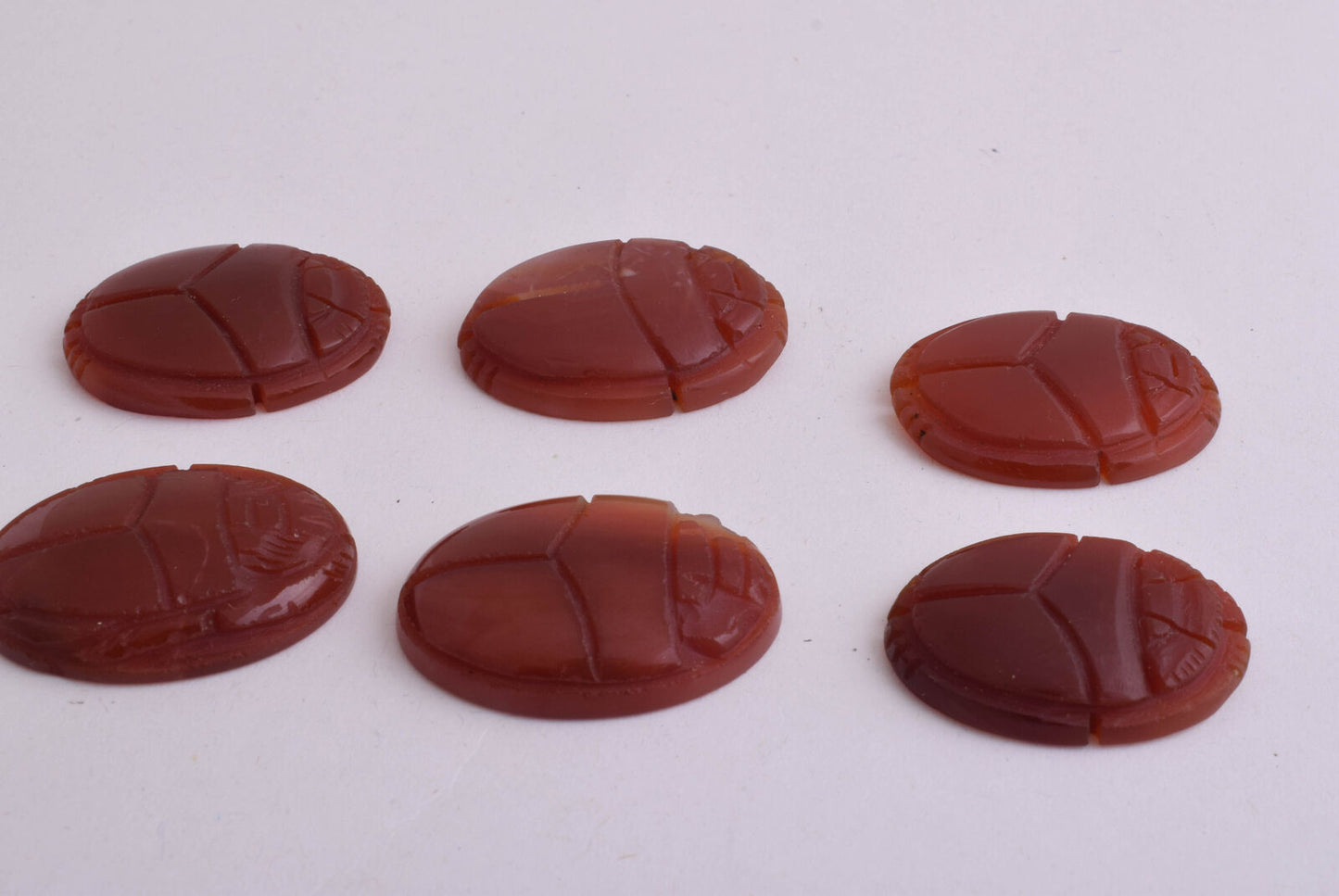 6 Egyptian Scarab-Hand Carved Egyptian Agate Scarab-Revival stone amulet