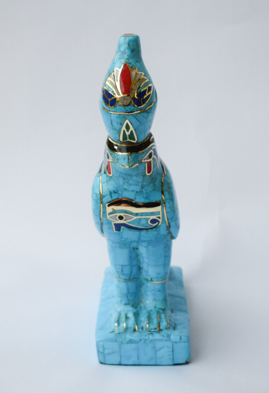 Egyptian Horus Statue-Blue inlay-Collectible Decorative-Revival/ 8.7"