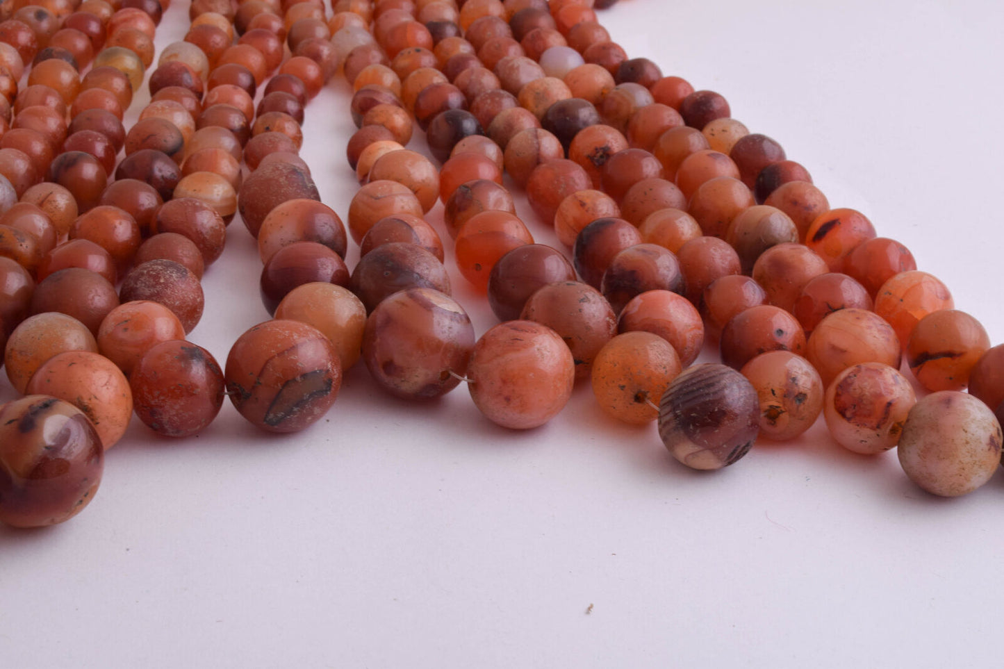 8 Antique old Carnelian round Agate beads Necklace-middle eastern