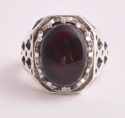 Silver kabdi Yemeni agate aqeeq aqiq Yemen Men Ring-yemen-yemeni/ عقيق كبدي-DHL