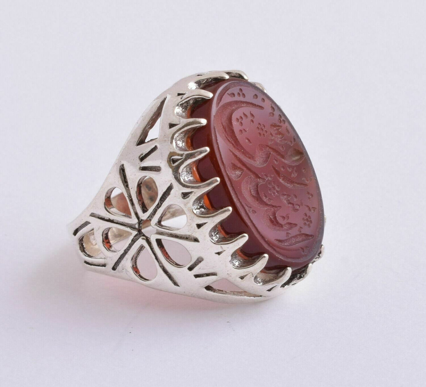 Islamic yemen- yemeni-agate aqeeq aqiq 925 Silver Men Ring- Quran-middle eastern