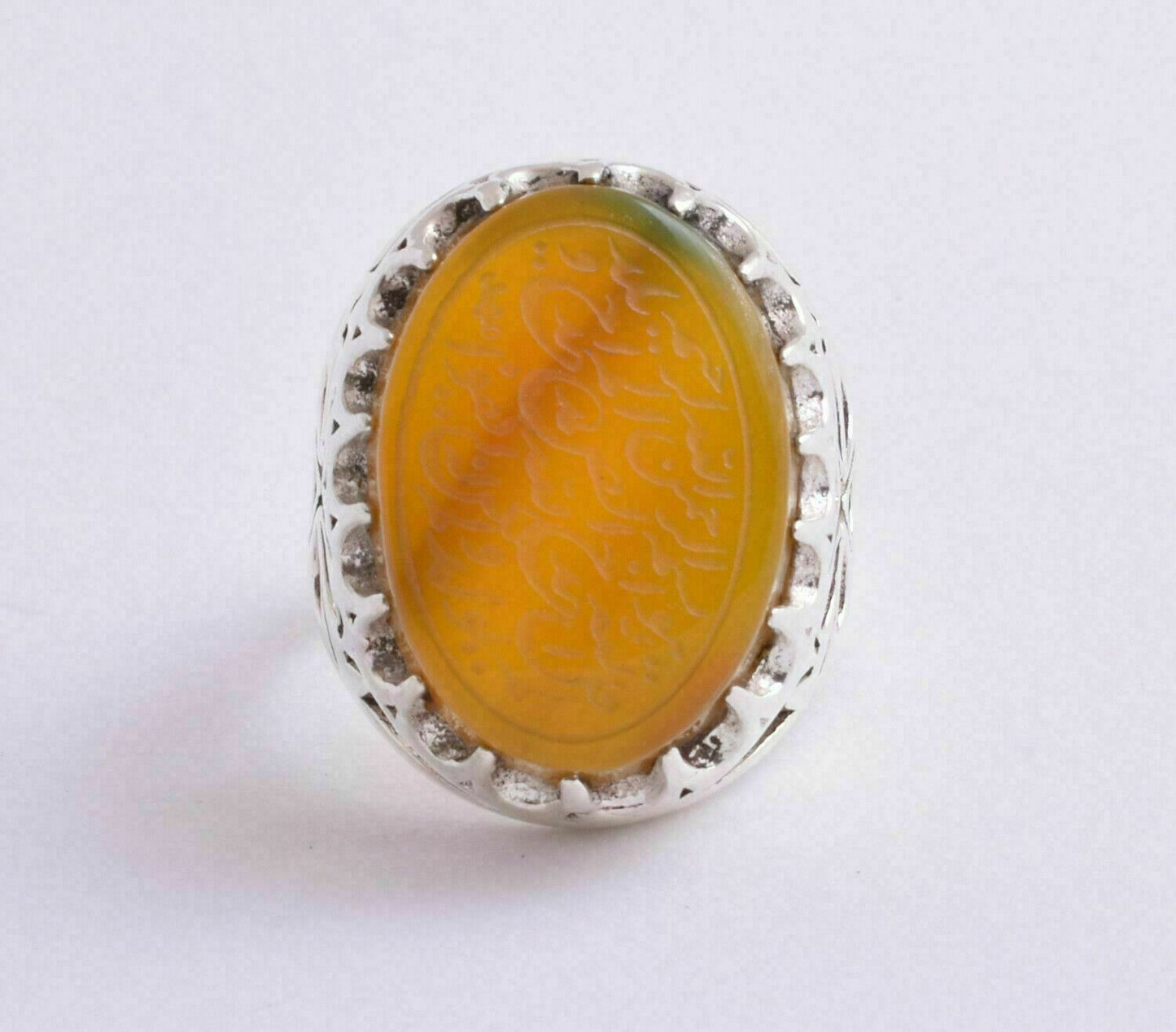 Agate aqeeq aqiq 925 Silver Men Ring- Quran-Islamic yemen- yemeni