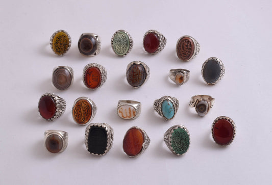 20 Islamic rings collection, Koran, Quran, Yemen agate men rings-Wholesale Lot